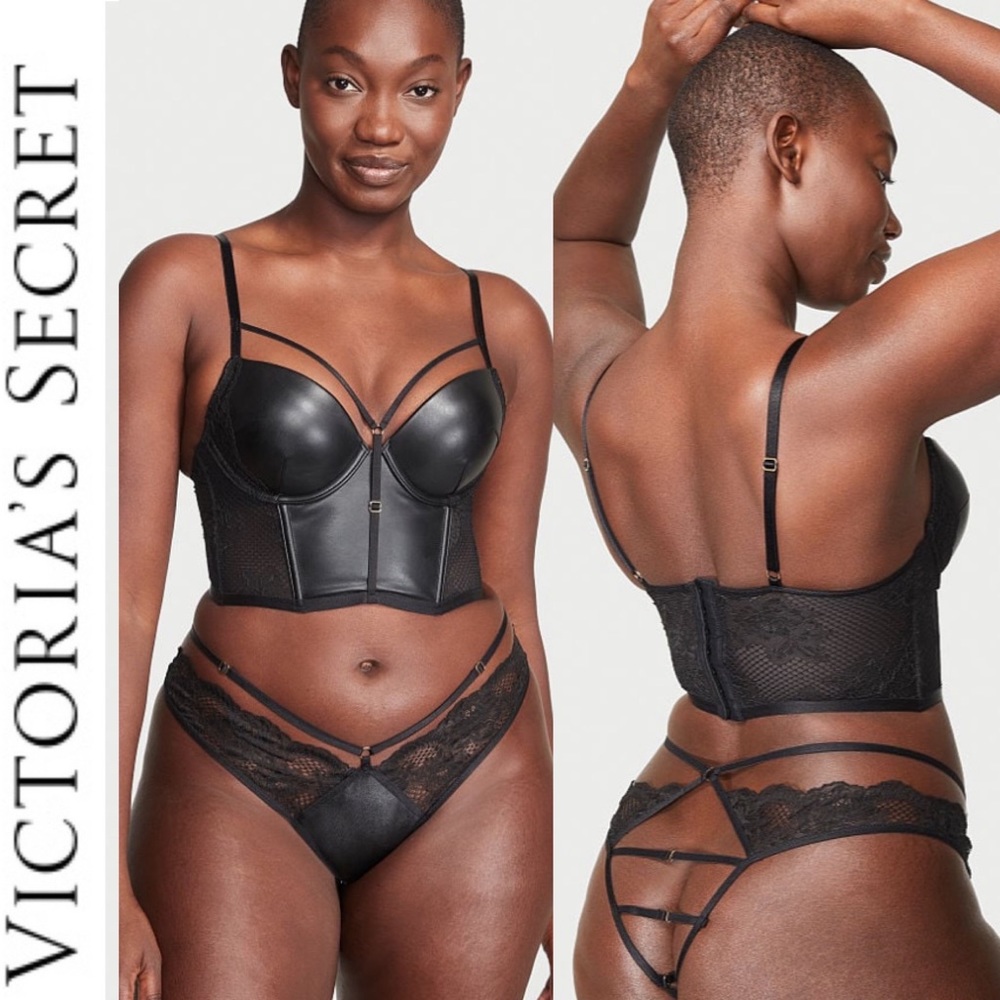 Victoria’s Secret Faux Leather Coset & Panty Set 💞32C/S
